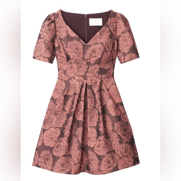 Gal Meets Glam Dresses & Skirts - Gal Meets Glam Womens Ingrid Rust Rose Floral Jacquard Fit & Flare Mini Dress 4